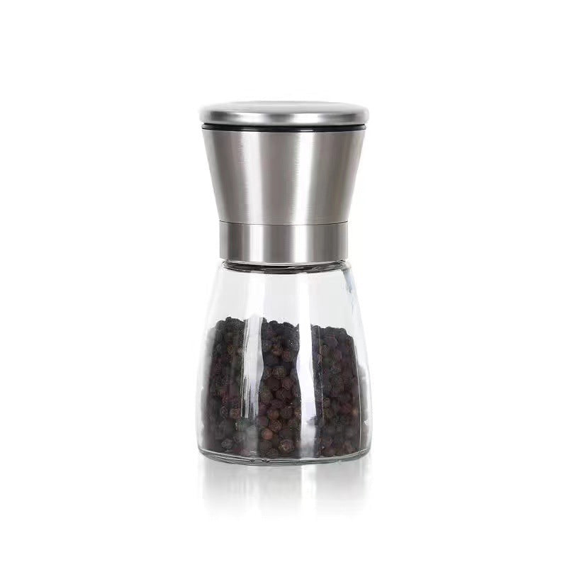 Premium Stainless Steel Pepper Grinder with Glass Bottle