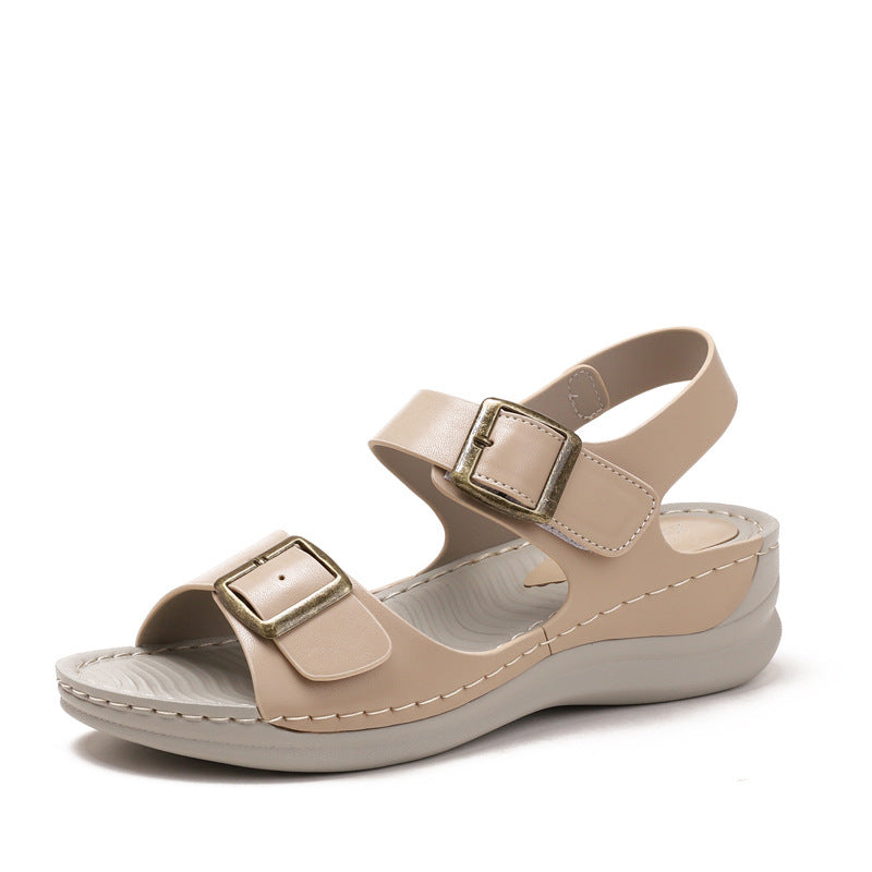 Stylish Casual Wedge Sandals for Women - Velcro Closure