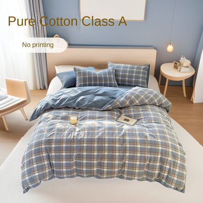 Cotton Dyed Washed Cotton Bedding Set Pure Cotton A Class Flat Sheet Quilt Cover Fitted Sheet Quilt Cover Three-Piece Set Striped - Korvel
