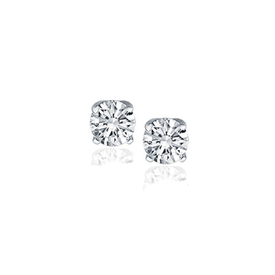 Pendientes de diamantes de cuatro garras en oro blanco de 14k