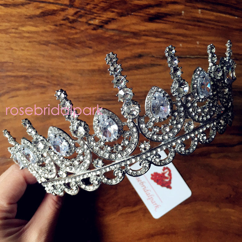 Tiara de Mariée Zircon Rosebridalpark pour des Mariages Élégants