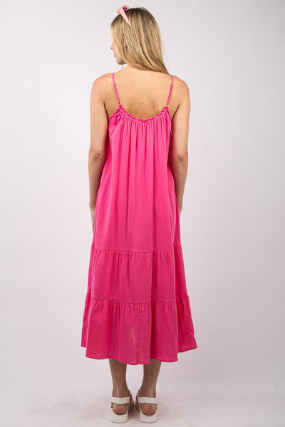 Robe Midi Cami A-Ligne à Volants – Style Estival Élégant