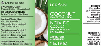 LorAnn Oils Coconut Bakery Emulsion, 4 fl. oz
