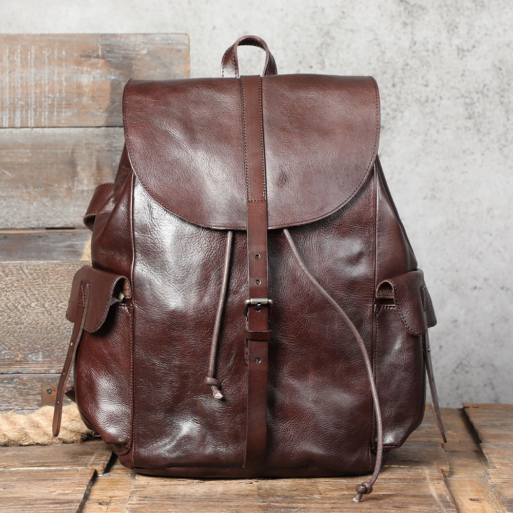 Sac à dos en cuir premium avec grande capacité