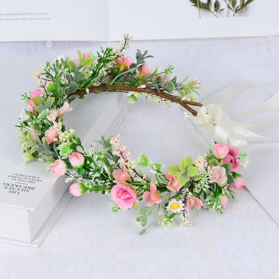 Forest style bride sweet flower headband hair accessories super fairy small floral accessories and makeup styling photography photography travel photography - Korvel
