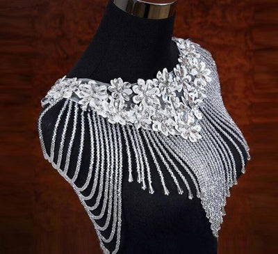 White Bolero Appliques Crystals Wedding Wrap Wedding Bolero Made in China Wedding Accessories Evening Dress - Korvel