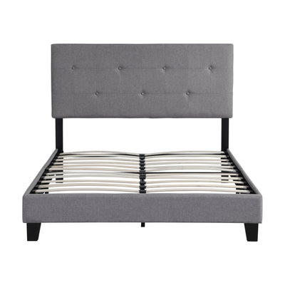 Full Size Upholstered Platform Bed Frame with Tufted Headboard