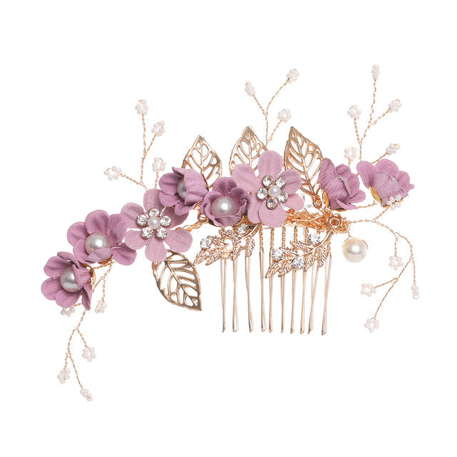 Peignes à cheveux en fleurs bleues de luxe pour les mariages et les occasions spéciales