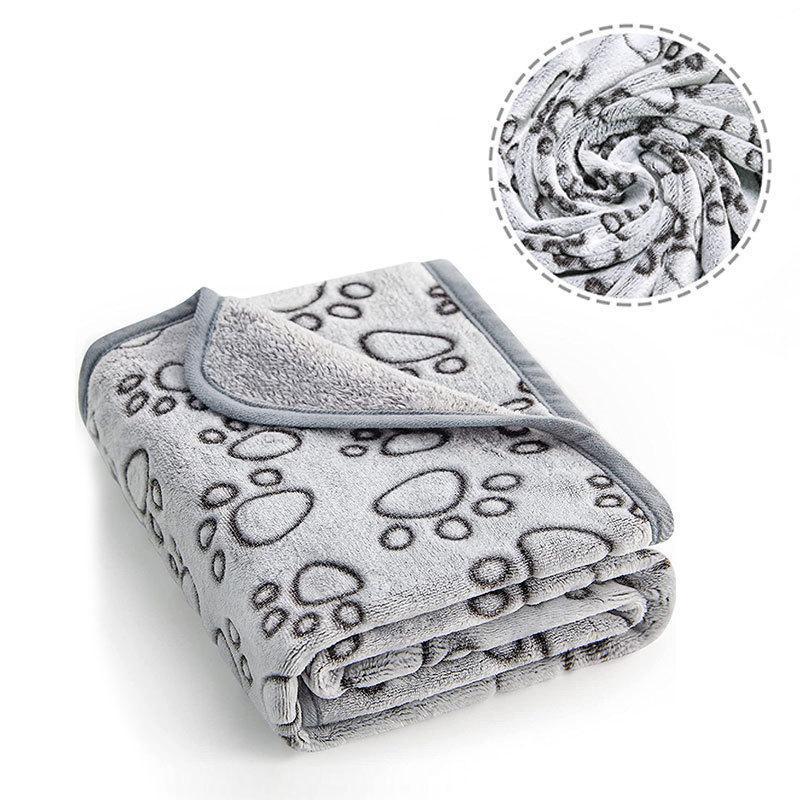 Pet Blanket Warm Cut Flower Footprint Cover Blanket Cat Dog Mat Fleece Embossed Pet Blanket - Korvel