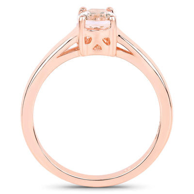 Bague de fiançailles en argent sterling avec morganite véritable de 0,70 carat