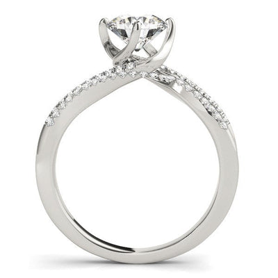 14k White Gold Spiral Design Pronged Diamond Engagement Ring