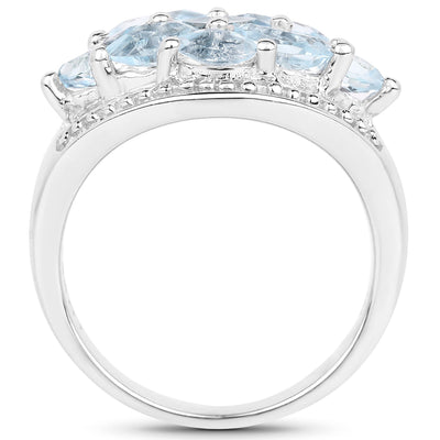 Bague en cluster de topaze bleue de 2,50 carats en argent sterling
