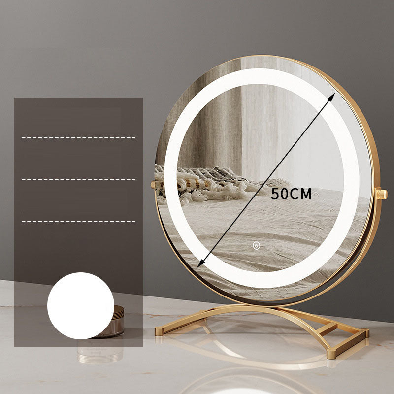 Round Black LED Makeup Mirror for Dressing Table