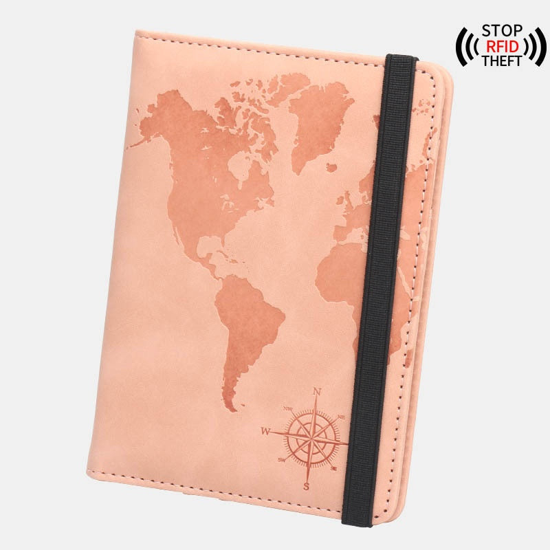 World Map Passport Case with Anti-Magnetic Features
