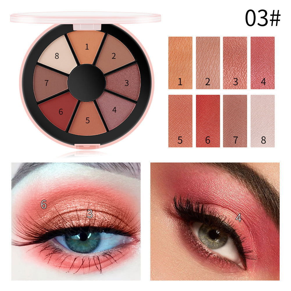 Romantic Beauty 8 Color Round Palette Eyeshadow Pearlescent Matte Eyeshadow Palette - Korvel
