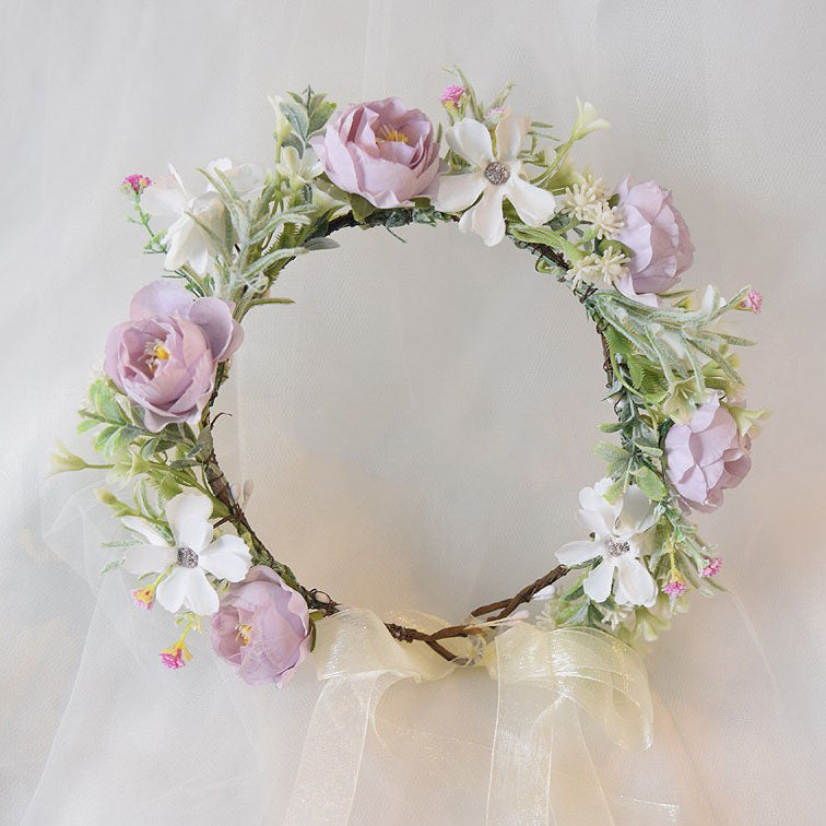 Mori Flower Bridal headdress garland modeling headdress photo wedding dress hair accessories Bridesmaid accessories holiday head - Korvel