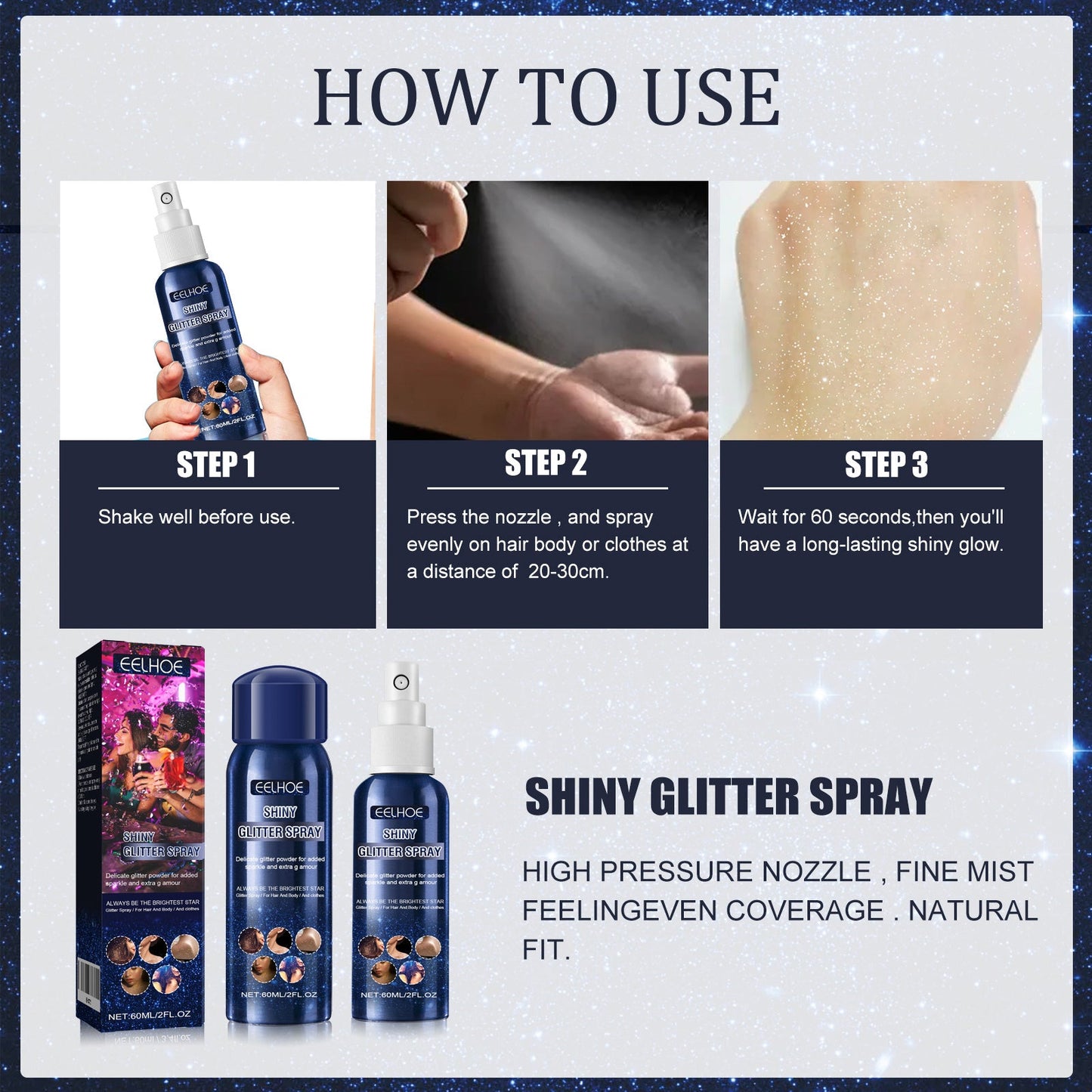 Spray Paillettes Premium pour des Looks Éblouissants en Club