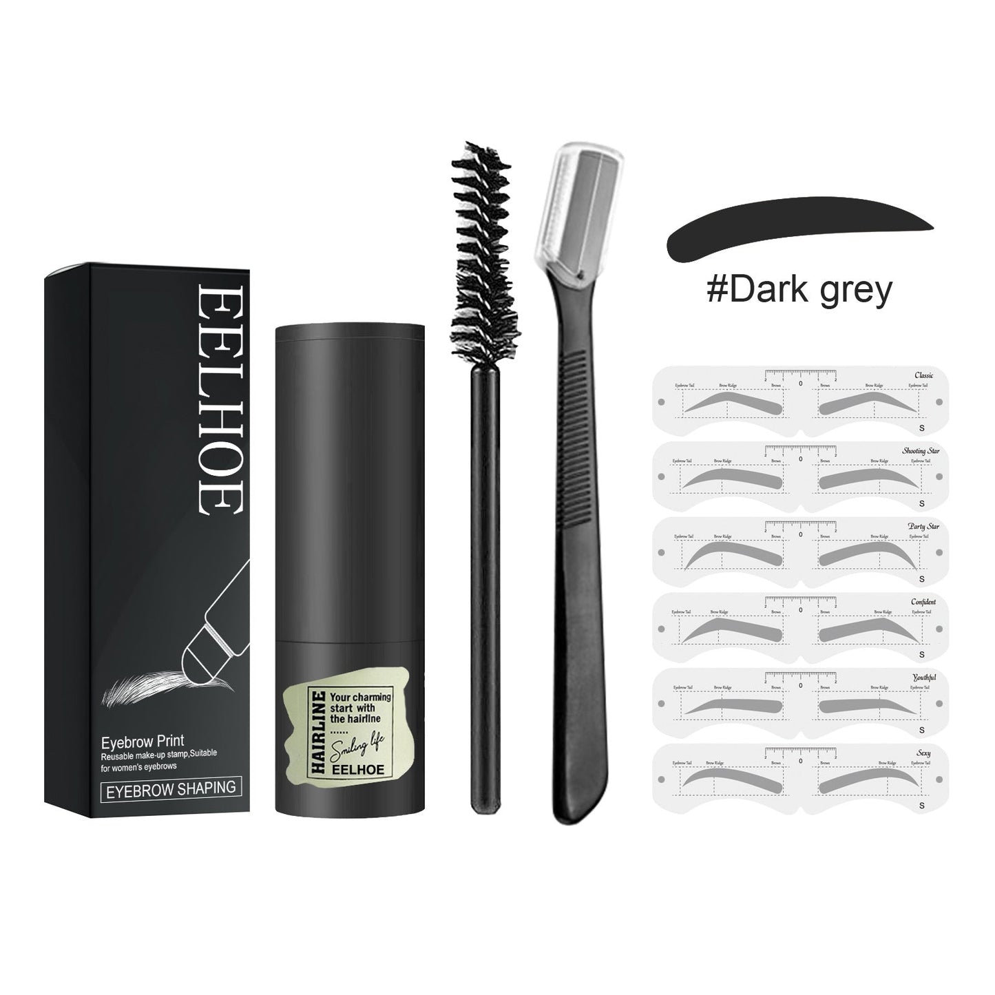 Eyebrow Print Set, Waterproof Stereoplastic Eyebrow Styling Quick Eyebrow Card Makeup Natural Hairline Powder - Korvel