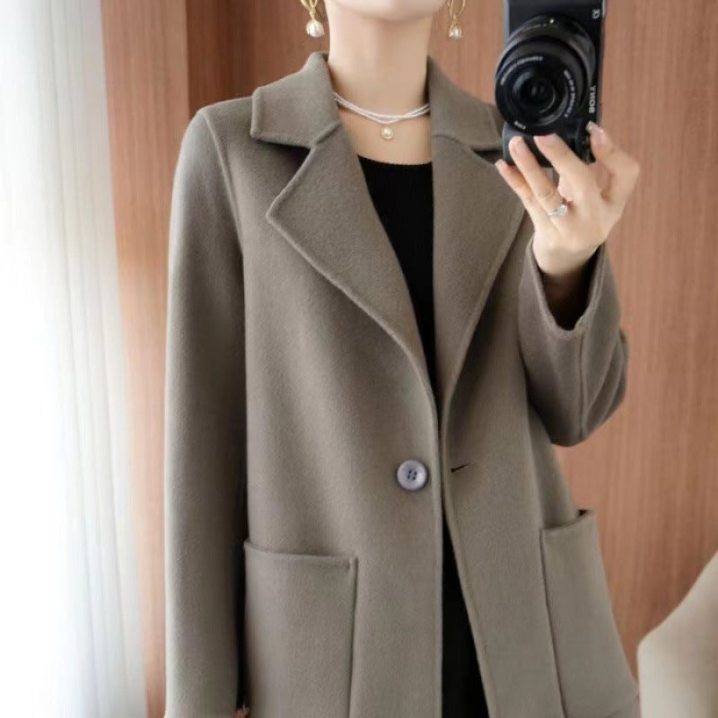 Abrigo Chic Casual de Lana de Longitud Media