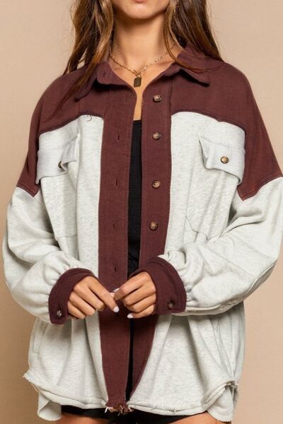 Chaqueta Única con Cuello en Contraste y Bolsillos para Mujeres Modernas