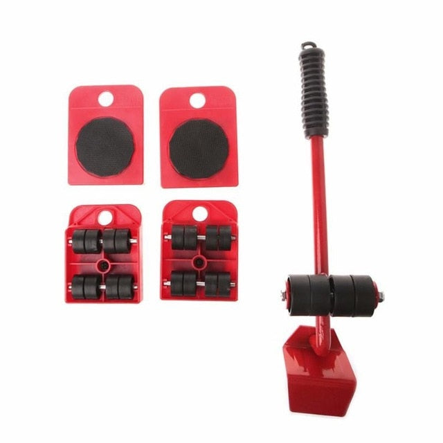 Furniture Mover Tool Set Furniture Transport Lifter Heavy Stuffs Moving Tool 4 Wheeled Mover Roller+1 Wheel Bar Hand Tools Set - Korvel