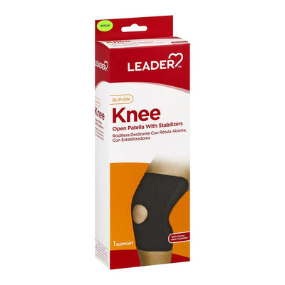 Leader Knee Open Patella Support with Stabilizers - Black Small/Medium