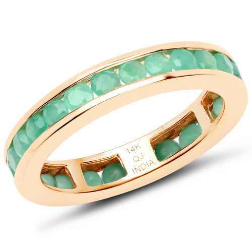 1.43 Carat Genuine Emerald 14K Yellow Gold Engagement Ring