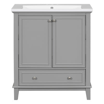 30inchgrey Bathroom Vanity with Sink ComboMulti-functional Bathroom Cabinet with Doors and Drawer Solid Frame and MDF Board - Korvel