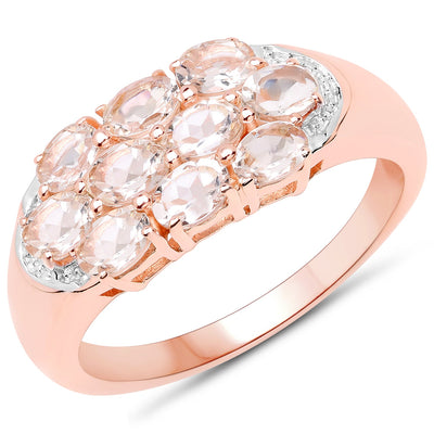 1.50 Carat Genuine Morganite Sterling Silver Engagement Ring