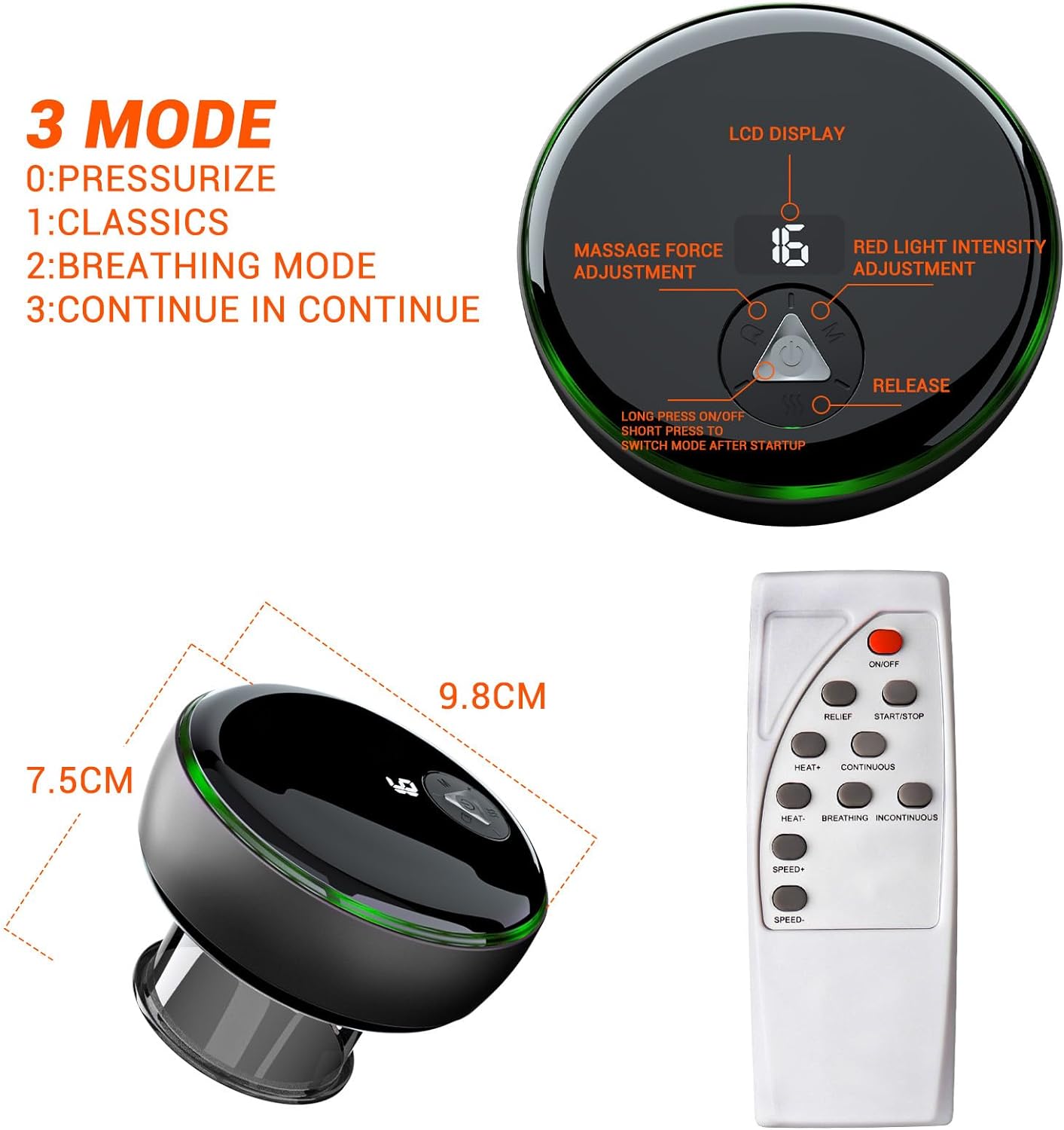 Electric Smart Cupping Therapy Set - 5 in 1 Remote Control
