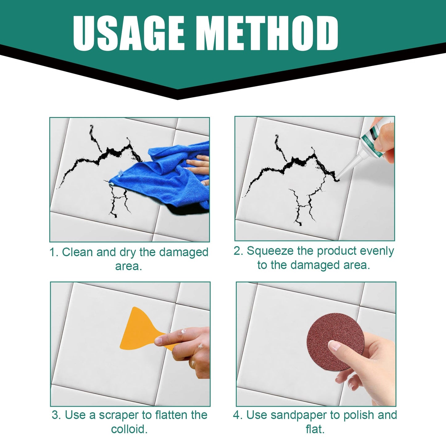 Tile Repair Paste Crack Repair Tile Quick Drying Adhesive Marble Bathtub Furniture Toilet - Korvel