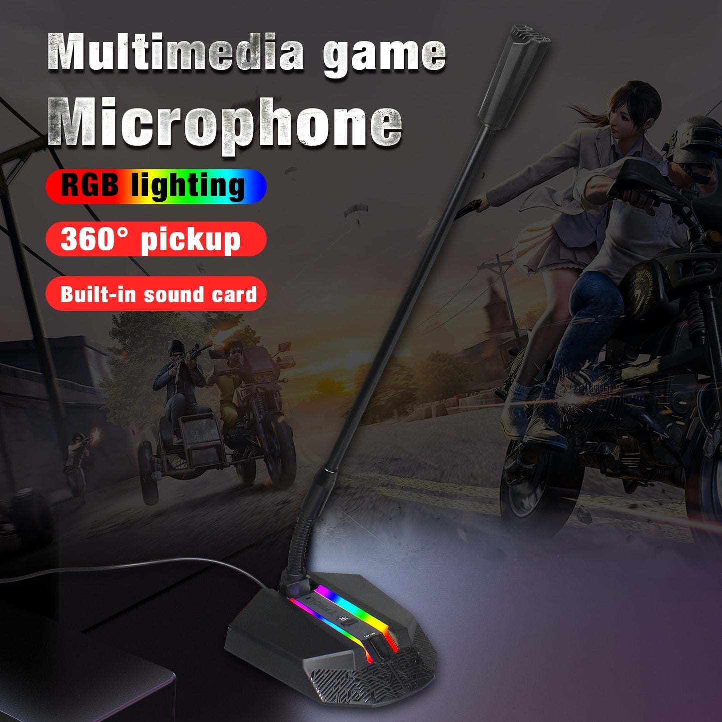 New desktop RGB luminous condenser microphone live broadcast shouting microphone gaming microphone - Korvel