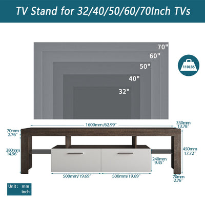Modern Brown TV Stand with Toughened Glass Shelf