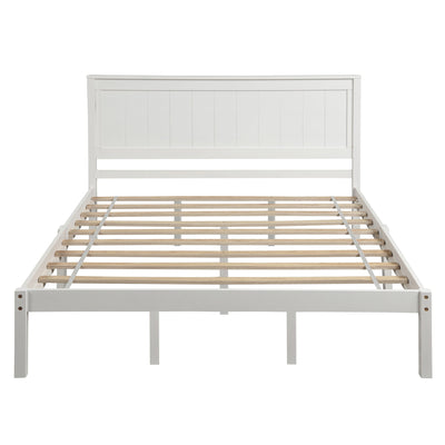 Elegant Queen Platform Bed Frame with Headboard - White