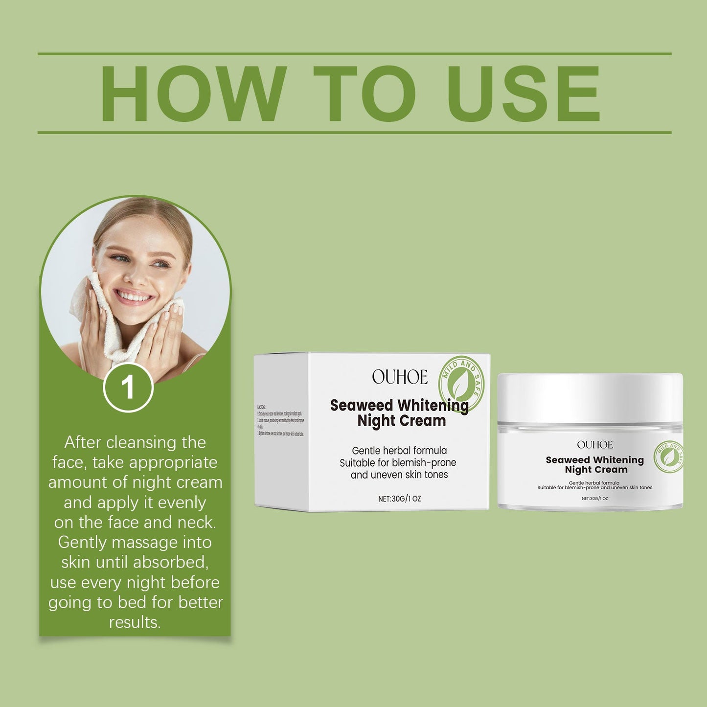 Seaweed Nourishing Night Cream, Nourishing And Moisturizing Facial Night Care Skin Moisturizing And Moisturizing Seaweed Night Cream - Korvel