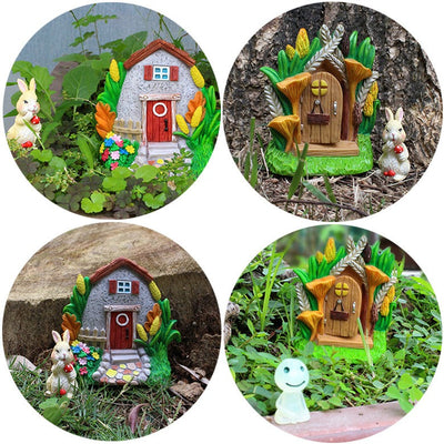 Juego de Puerta y Ventana de Cuento de Hadas de Resina Creativa para Jardines