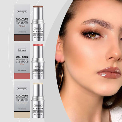 Collagen Makeup Stick Moisturizes Natural Multicolor Blush Stick - Korvel