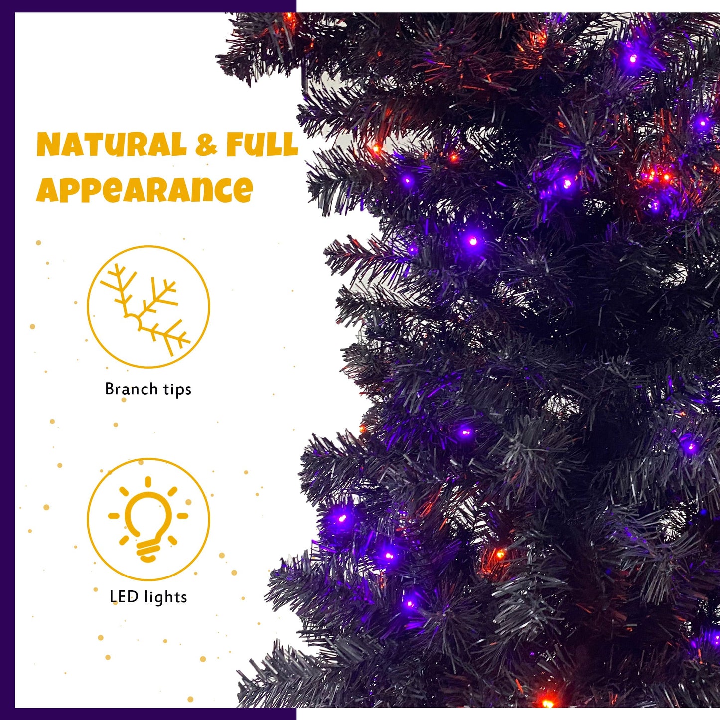 Arbre artificiel en sapin avec sommet courbé de 1,80 m et lumières LED