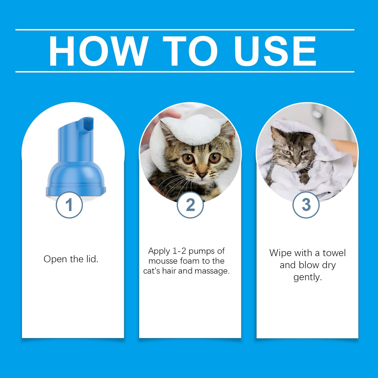 Cat Cleaning Mousse With Kitty Cleaning Foam Pet Care Gentle Non-Irritating Cleaning Mousse - Korvel