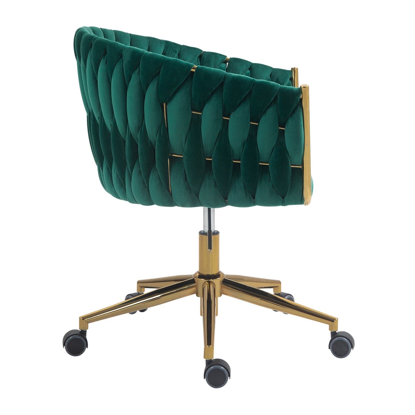 Sillón moderno verde tejido a mano con ruedas y altura ajustable