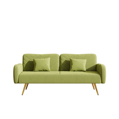 70.47" Green Fabric Double Sofa with Split Backrest