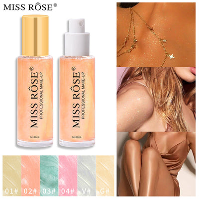 Quicksand Liquid Body Glitter Spray Waterproof Sweat Resistant Makeup Free Pearlescent Brighten And Highlight Spray - Korvel