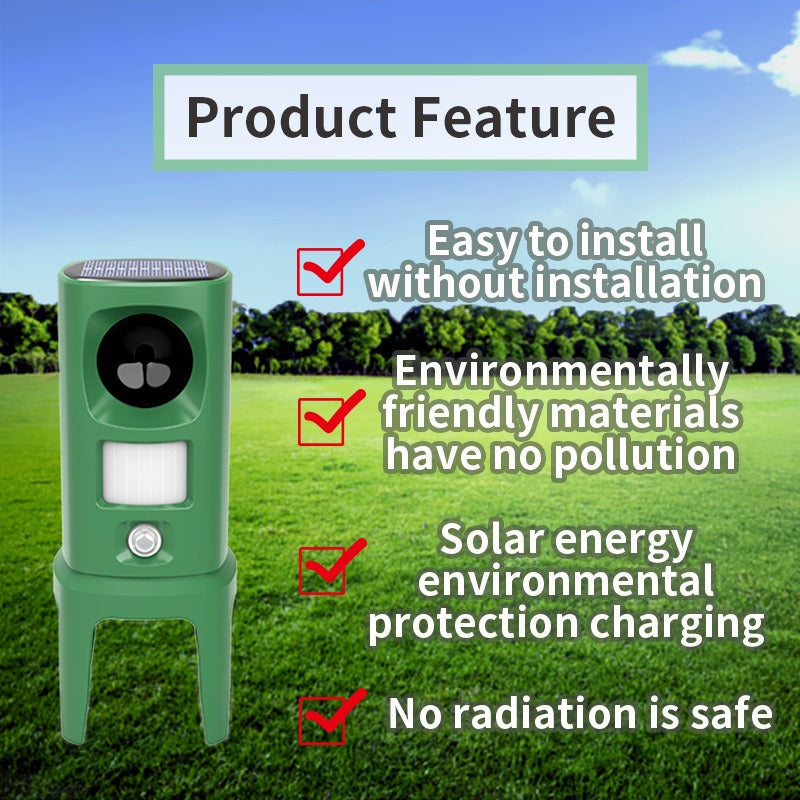 Repelente de Animales Ultrasónico Solar para Uso Exterior