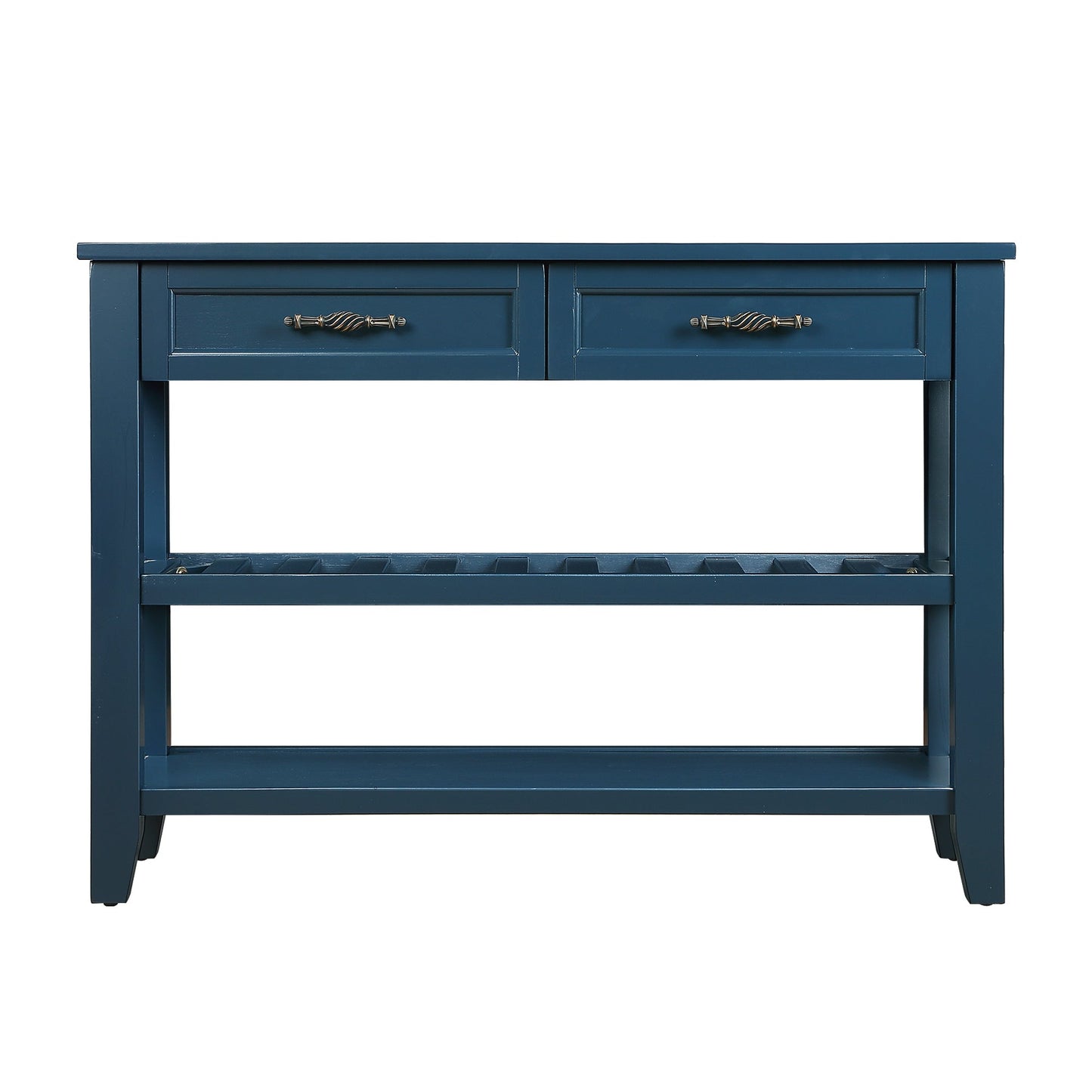 Mesa Consola Sofá de Estilo Mid-Century con Cajones de Almacenamiento - Azul Marino