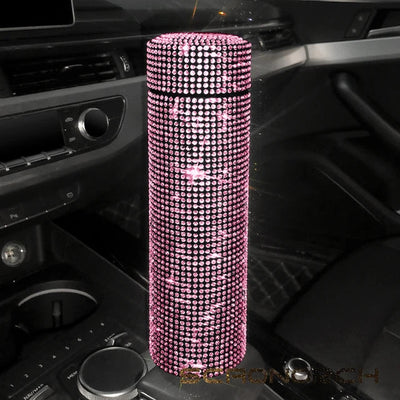 Bling Rhinestone Thermos Bottle Insulated Double Wall Stainless Steel Water Bottle Coffee Travel Car Coffee Mug Cup Vacuum Flask - Korvel