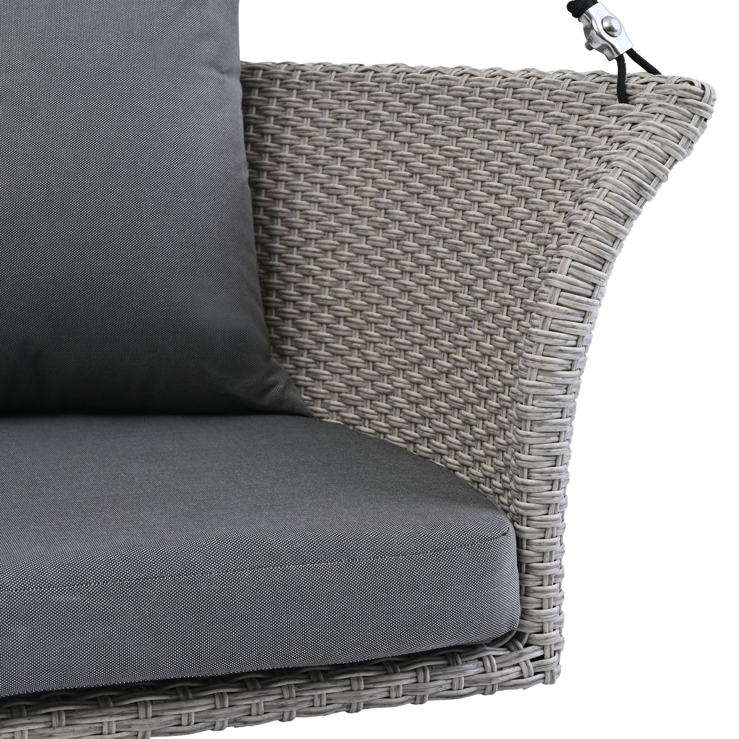 GO 51.9" 2-Person Hanging Seat, Rattan Woven Swing Chair, Porch Swing With Ropes, Gray Wicker And Cushion - Korvel