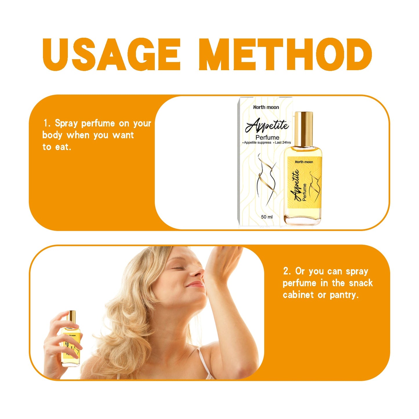 North moon Appetite Suppression Perpume, Light Fragrance Natural Fragrance Body Firming Skin Belly Bye Meat Slimming Spray - Korvel