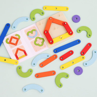 Children's Montessori Geometry Puzzle Creative Versatile Nail Board Early Education Wooden Puzzle Fun Toy - Korvel