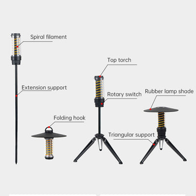 Lampe de camping portable pour extérieur avec trépied