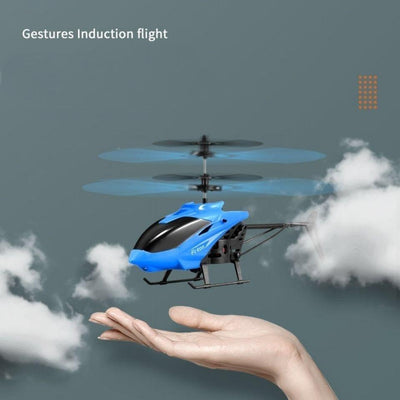 Remote controlled aircraft induction suspended two-way helicopter, drop resistant and playable, rechargeable flying stall toy with lights - Korvel
